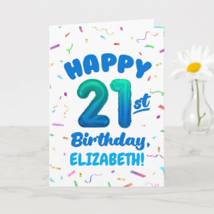 Carte d'anniversaire 21 ans avec nom personnalisé