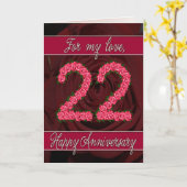 Carte d'anniversaire 22 ans avec roses et feuilles (Fleur jaune)