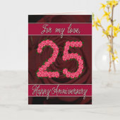 Carte d'anniversaire 25 ans avec roses et feuilles (Fleur jaune)