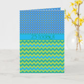 Carte d'anniversaire 25e : Motifs magenta et bleu (Fleur jaune)