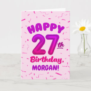 Carte d'anniversaire 27 ans avec nom personnalisé
