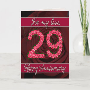 carte d'anniversaire 29 ans avec des roses et des