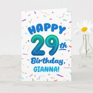 Carte d'anniversaire 29 ans avec nom personnalisé