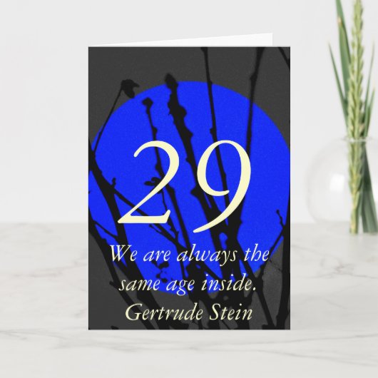 Carte d'anniversaire 29 Bleu et Noir (Devant)