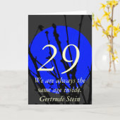 Carte d'anniversaire 29 Bleu et Noir (Fleur jaune)