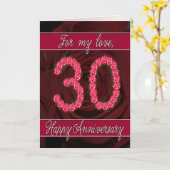 carte d'anniversaire 30 ans avec roses et feuilles (Fleur jaune)