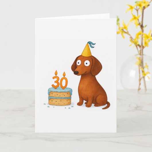 Carte d'anniversaire 30 ans Chien Drôle (Fleur jaune)