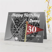 Carte d'anniversaire 30 ans de golf personnalisée  (Fleur jaune)