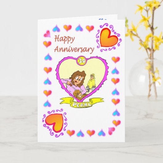 Carte d'anniversaire - 30 ans Perle (Fleur jaune)