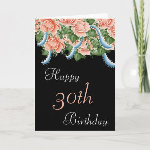 Carte d'anniversaire 30 ans Roses pêche Joyeux Ann