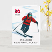 Carte d'anniversaire 30 ans thème ski (Fleur jaune)
