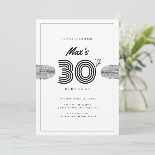Carte d'anniversaire 30e minimum tropicale (Debout devant)