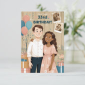 carte d'anniversaire 33 ans (Debout devant)