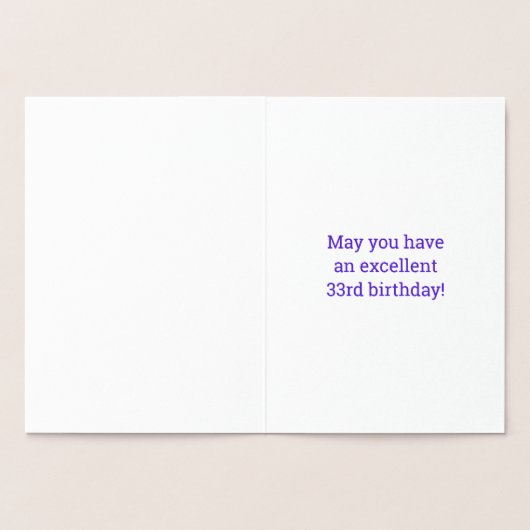 Carte d'anniversaire "33 ANS !" en relief avec feu