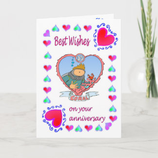 Carte d'anniversaire 35 corail