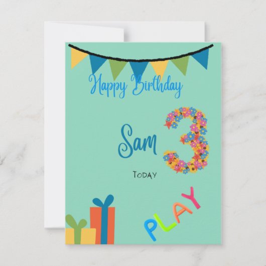 Carte d'anniversaire 3 ans (Devant)