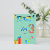 Carte d'anniversaire 3 ans (Debout devant)