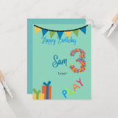 Carte d'anniversaire 3 ans (Devant/Arrière en situation)