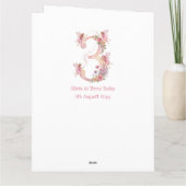 Carte d'anniversaire 3 ans fille thème fée rose (Dos)