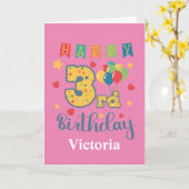 Carte d'anniversaire 3 ans joyeux (Fleur jaune)