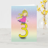 Carte d'anniversaire 3 ans Petite Princesse (Fleur jaune)
