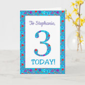 Carte d'anniversaire 3 Floral Jolis sur mesure ble (Fleur jaune)