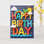 Carte d'anniversaire 3D joyeuse (Fleur jaune)