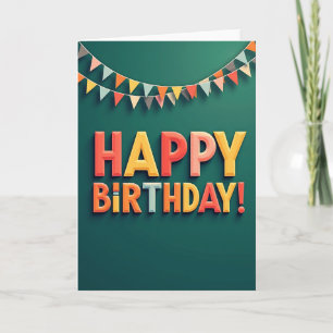Carte d'anniversaire 3D sarcelle joyeuse