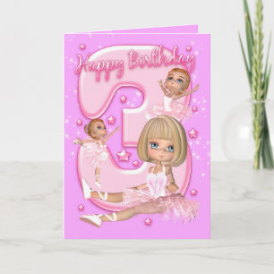 Carte d'anniversaire 3ème avec Ballerina mignonne