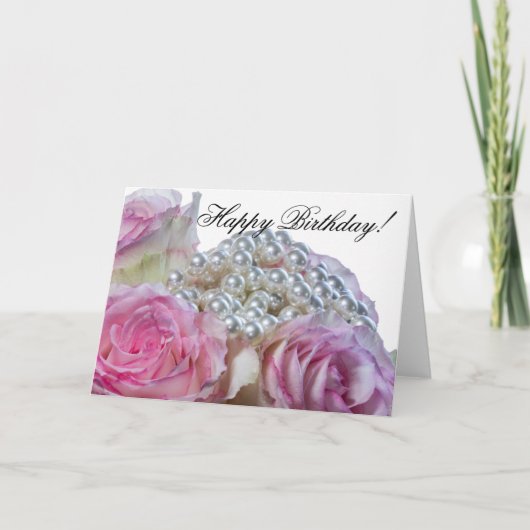 Carte d'anniversaire 4008-Rose et blanche (Devant)