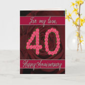 Carte d'anniversaire 40 ans avec roses et feuilles (Fleur jaune)