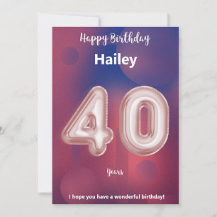 Carte d'anniversaire 40 ans Joyeux Anniversaire