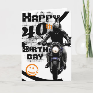 Carte d'anniversaire 40 ans moto 'Toujours au top'