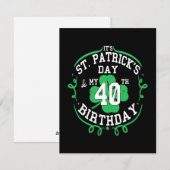 Carte d'anniversaire 40 ans Saint-Patrick (Devant / Derrière)