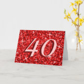 Carte d'anniversaire '40' Glitz Red (Fleur jaune)
