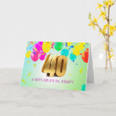 Carte d'anniversaire 40e sur mesure (Fleur jaune)