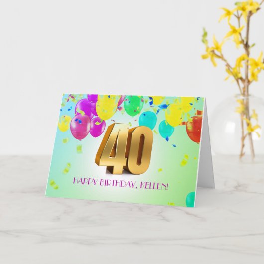 Carte d'anniversaire 40e sur mesure (Fleur jaune)