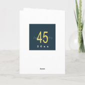 Carte d'anniversaire 45 ans bleu et or (Dos)