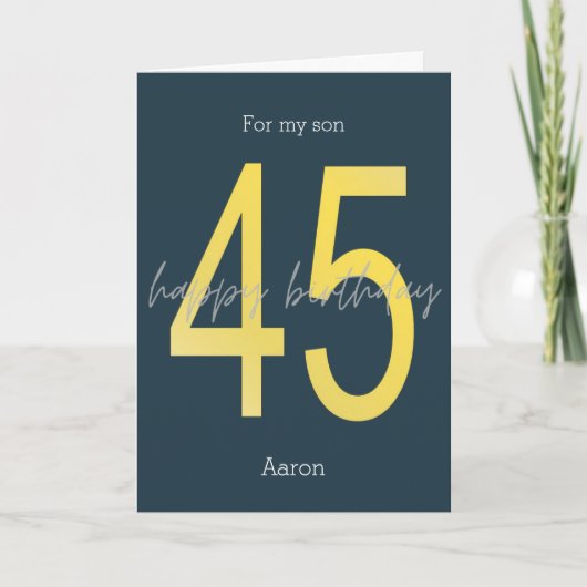 Carte d'anniversaire 45 ans bleu et or (Devant)