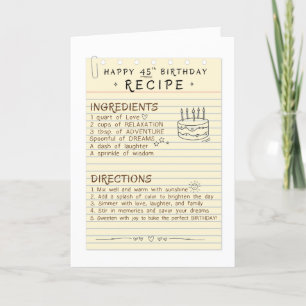 Carte d'anniversaire 45e pour les personnes qui ai
