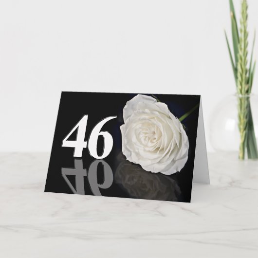 Carte d'anniversaire 46e avec une rose blanche cla (Devant)