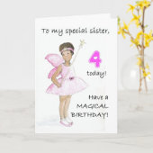 Carte d'anniversaire 4 ans pour une sœur (Fleur jaune)