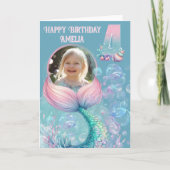 Carte d'anniversaire 4 ans Queue de Sirène Une Pho (Devant)