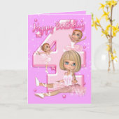 Carte d'anniversaire 4 avec Ballerina mignonne (Fleur jaune)