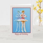 Carte d'anniversaire 4 avec Twirling Ballerina (Fleur jaune)