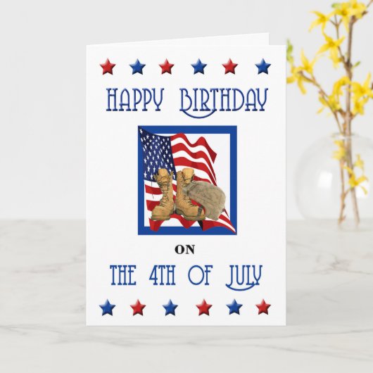 Carte d'anniversaire 4 juillet (Fleur jaune)