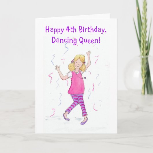 Carte d'anniversaire 4 pour fille (Devant)