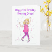 Carte d'anniversaire 4 pour fille (Fleur jaune)