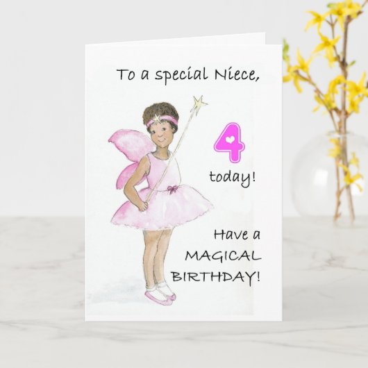 Carte d'anniversaire 4 pour une nièce (Fleur jaune)