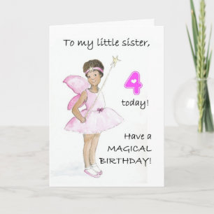 Carte d'anniversaire 4 pour une petite soeur